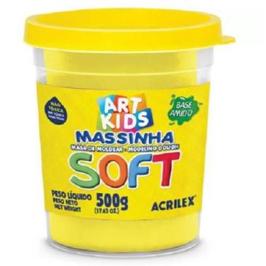Imagem de Massinha Escolar De Modelar 500g Gramas Para Brincar - Acrilex, Amarel