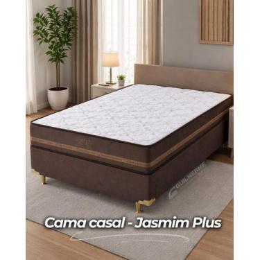 Imagem de Cama casal Padrão Molas Ensacadas Brinde 2 Travesseiros Conjunto Box J