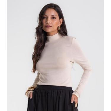 Imagem de Blusa Manga Longa Vico Tricot Básica Endless Bege, GG, Bege