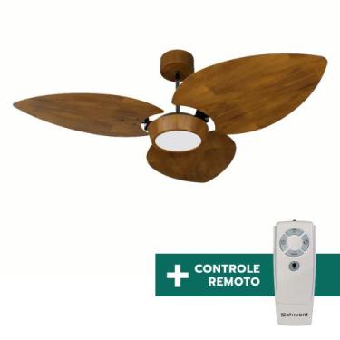 Imagem de Ventilador de Teto Com Controle Remoto Natuvent Dahlia Led 3 Pás Madei