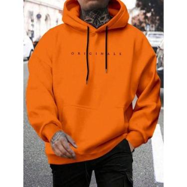 Imagem de Moletom Com Capuz Flanelado Canguru Masculino Originals, Laranja, GG