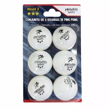 Imagem de Bolinha de Ping Pong 3 Estrelas D40+ ABS  Kit com 6 Unidades - Yeladim