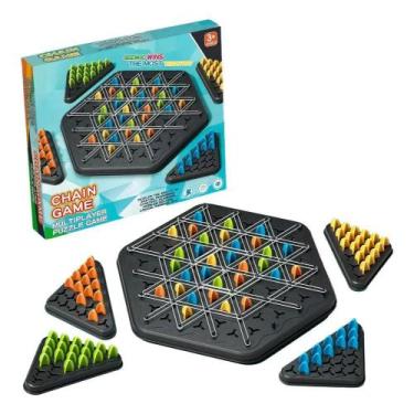 Imagem de Jogo dos triângulos com elásticos educativo tabuleiro estratégico infa