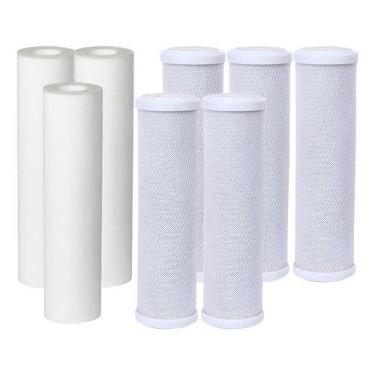 Imagem de Kit Refil Filtro 5 Carbon Block + 3 Polipropileno Liso  Branco - Royal