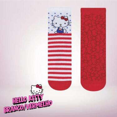 Imagem de Kit 2 Pares Meia Soquete Hello Kitty Licenciada Adulto Kuromi Keroppi 