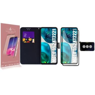 Imagem de Capa Carteira Compativel Moto G52 XT2221 6.6 + Pelicula Vidro 3d + pel