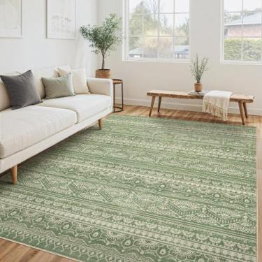Imagem de Tapete de Área Tortania Lavável 150x240cm Verde para Sala de Estar