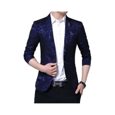 Imagem de Jaqueta De Terno Masculina Slim Fit De Tamanho Grande Com Estampa Flor