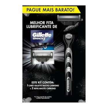 Imagem de Kit Mach3 Carbono 1 Cabo + 2 Refis, Higiene Pessoal, Cuidado com a barba, Lâminas e Apa...