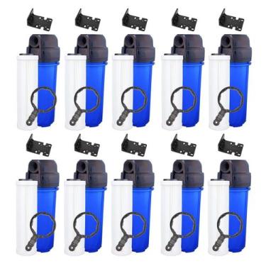 Imagem de 10 Kit Filtro Água Poço Artesiano Plissado Lavável 5 Micras Azul - Roy