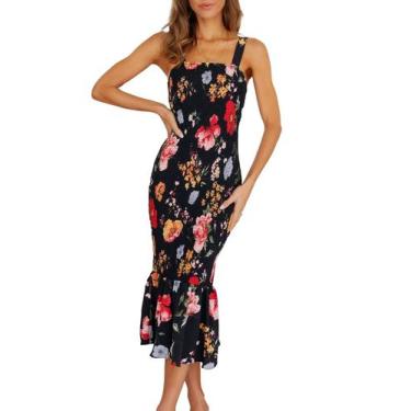 Imagem de Vestido PRETTYGARDEN Midi Floral com Lastex, Sem Mangas e Babados M