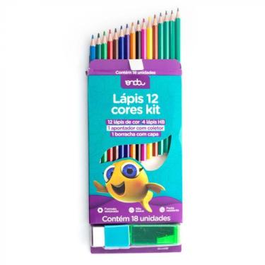 Imagem de Lápis de Cor Onda Kit 12 Cores + 4 Lápis Grafite + Borracha + Apontado
