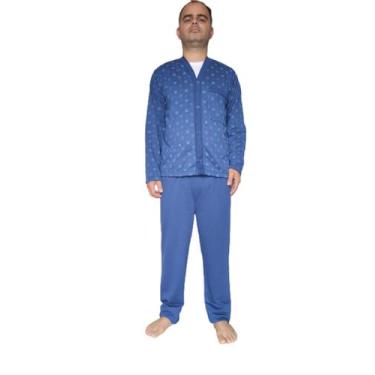 Imagem de Pijama Masculino Aberto Flanelado Moletinho C/botões Inverno Estampado
