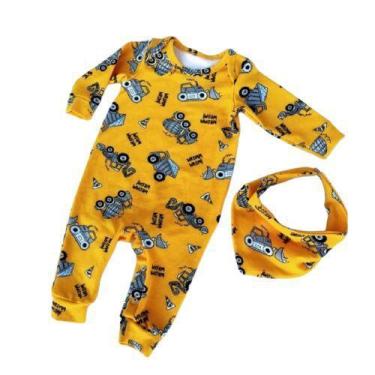 Imagem de Macacão bebê/infantil cotton estampado 2 peças - macacão e bandana - S