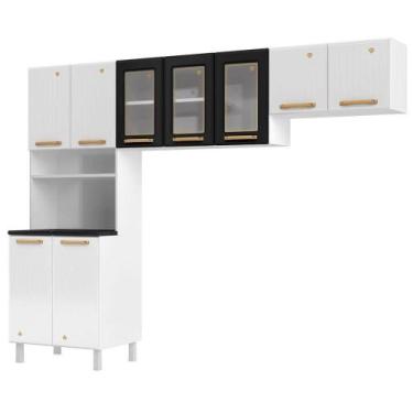 Imagem de Cozinha De Aço Compacta Telasul Diamante 3Pçs Branco/Preto