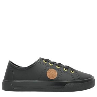 Imagem de Tênis Feminino Moleca Preto com Ilhós Dourado Baixo 5667802, Preto, 37