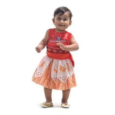 Imagem de Roupa Moana Baby 1 ano Fantasia Disney Bebe, M - 18 Meses, Vermelho