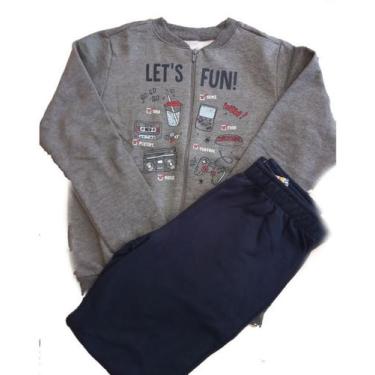 Imagem de Conjunto Moletom Juvenil Masculino Aberto 10/18 Malwee Kids, 10, Cinza