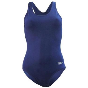 Imagem de Maiô Natação Speedo Basico Aquaplus Feminino, M, Marinho