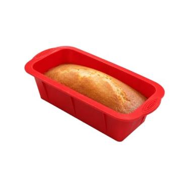 Imagem de Mikah777 Forma Silicone Retangular Antiaderente Pão Assadeira Torta 1 litro Vermelho