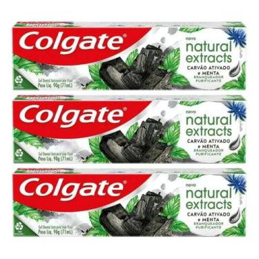 Imagem de Kit C/3 Creme Dental Colgate Natural Carvão 90g