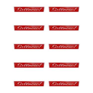 Imagem de KIT COMBO 10 Placa de Sinalização silencio 10x30 cm vermelha - ASELETR