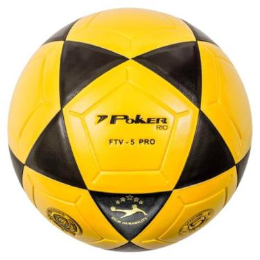 Imagem de Bola Futevôlei Vulcanizada Rio PU Poker Cor:Amarelo com Preto, Amarelo