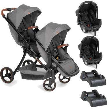 Imagem de Carrinho para Gêmeos com 2 Bebê Conforto e 2 Base Galzerano Nix Duo Gr