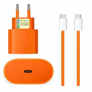 Imagem de Carregador Turbo 40W Laranja USB.C Compatível Iphone 15 16 e 17 - Hebr