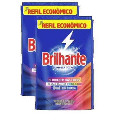 Imagem de kit 2 LAVA ROUPA BRILHANTE LIMPEZA TOTAL REFIL 900ML