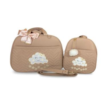 Imagem de Kit Bolsa Maternidade 2 Peças Grande Impermeável + Mochila + Trocador 