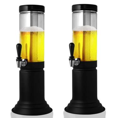 Imagem de Kit com 2 - torre de chopp com porta gelo, recipiente para 1.5 litros em pet use como chopeira ou cervejeira