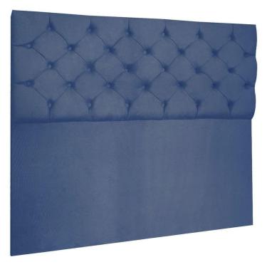 Imagem de Cabeceira Capitonê Casal 1,40m Jade Suede Cor Azul Marinho