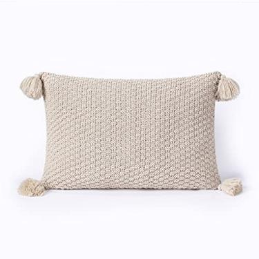 Imagem de Capa de Almofada Pompom Rinzeira Decorativa Tricot 50x30cm Com zíper Istambul