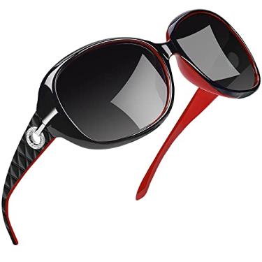 Imagem de Óculos de Sol Polarizado Feminino UV400 Retro Diamante Borboleta Armação Óculos Moda Roupa Óculos Protetor Solar Viajando Óculos de Sol Feminino, Preto Vermelho, CN