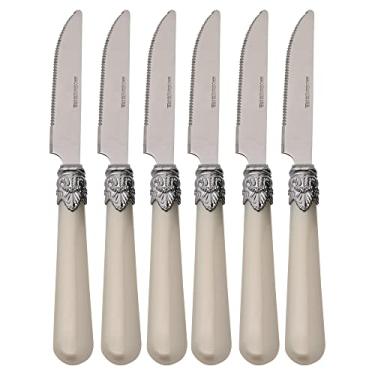 Imagem de Mimo Style Faca de Churrasco Romântico, Aço Inoxidável e Cabo Polipropileno. Tem o Estilo Vintage e Elegante Para Completar Sua Mesa. Ideal para Todas as Ocasiões. Livre de BPA, Resistente e Durável