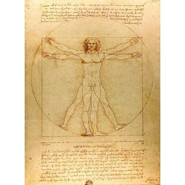 Imagem de Homem Vitruviano Renascimento italiano Pintura de Leonardo da Vinci Repro em Tela"canvas" ou Arte em Papel (Tela "Canvas", 55cm X 76cm)