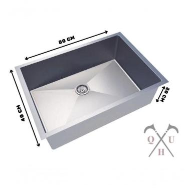 Imagem de Cuba Grande Em Inox 80x40 Retangular P/ Cozinha Talheres