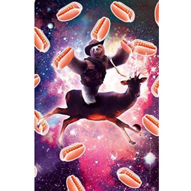 Imagem de Cowboy Space Sloth On Deer Unicorn - Hot-Dog Journal Notebook