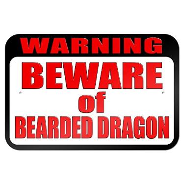 Imagem de Placa de metal Warning Beware of Bearded Dragon 23 x 15 cm