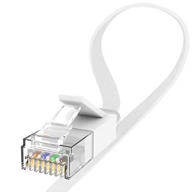 Imagem de Cabo Ethernet, pacote com 2 cabos de rede de rede de Internet LAN Rj45 Jaremite, cabo de computador branco liso Cat6 com 15 pés para modem, switch, roteador, PS4, Xbox One, jogos