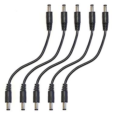 Imagem de Pacote com 5 DC 12 Volts 9 Volts e Mais Adaptador de Energia Macho para Macho 6 Polegadas Cabo Patch 2,1 mm x 5,5 mm