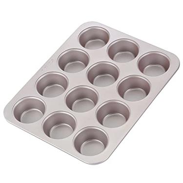 Imagem de CHEFMADE Forma de bolo de muffin, assadeira antiaderente de 12 cavidades para assar no forno (ouro champanhe)