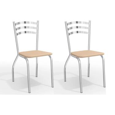 Imagem de Cadeira de Cozinha Portugal 2C007 Kit 2 Un Cromado/Courano Nude - Kappesberg