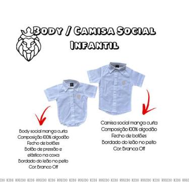 Imagem de Body/Camisa Social Branca Infantil Menino - Rugido Kids