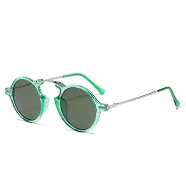 Imagem de Retro Steampunk Óculos de Sol Feminino Rebites Decoração Sombras UV400 Masculino Punk Leopard Óculos de Sol, Verde Verde Escuro, Tamanho Único