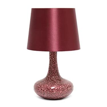Imagem de Simple Designs LT3039-RED Mosaico Tiled Glass Genie Fabric Shade Table Lamp, Red