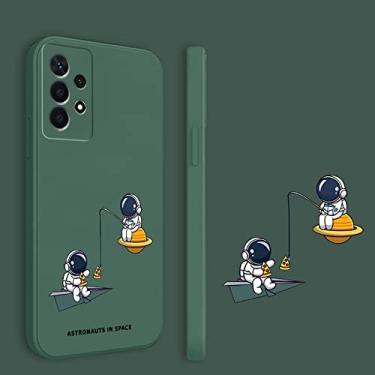 Imagem de Para Samsung Galaxy A23 Case Astronaut Square Liquid Silicone Matte Soft Shockproof Bumper Phone Cases, Dark Green1, For Samsung S21Ultra