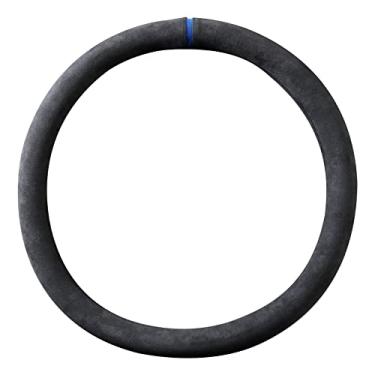 Imagem de Alfanxi Capa de volante de material universal Alcantara compatível com BMW Benz, Ford, Chevrolet Ram, Toyota, a maioria dos modelos de carros (listra azul, tipo O)