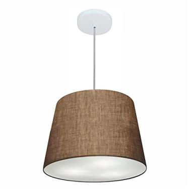 Imagem de Lustre Pendente Cone Cúpula Tecido 30/40x30 cm, Vivare Iluminação, Pendente4246 LC, Café, Médio